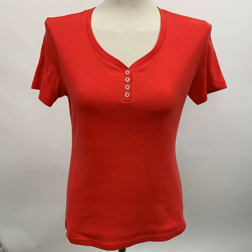 Karen Scott KS Women's Top Small Orange Dark Salmon